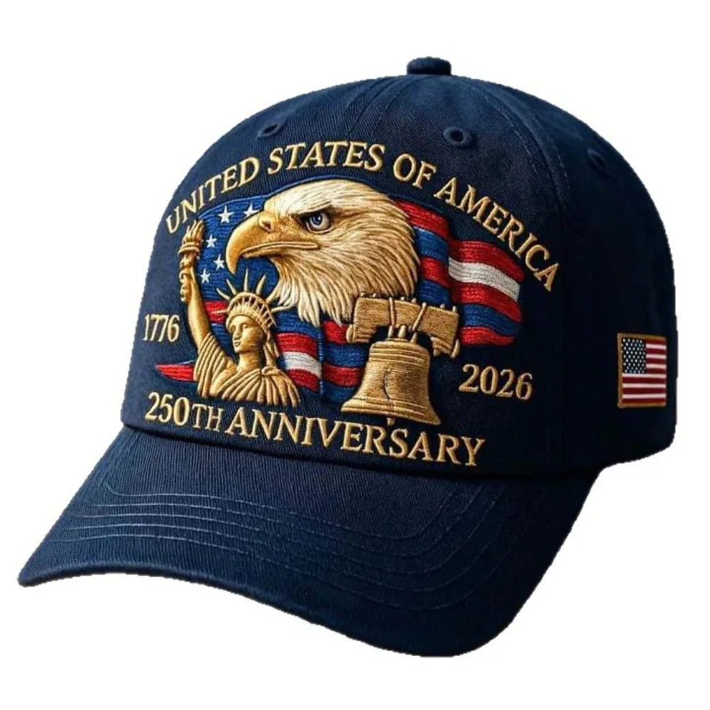 USA 250th Anniversary Eagle Print Hat, Adjustable Washed Cotton Hat, Trucker Hats, Outdoor Visor Baseball Cap.