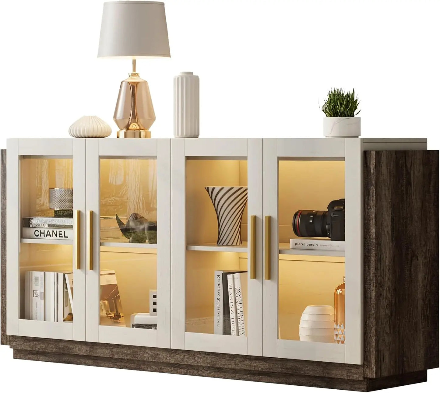 Sideboard Buffet Cabinet, Mixed Color Accent Cabinet.