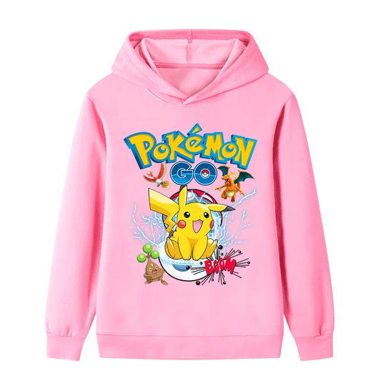 Autumn and winter children's cartoon hooded sweatshirt ,Pokémon Pikachu print.