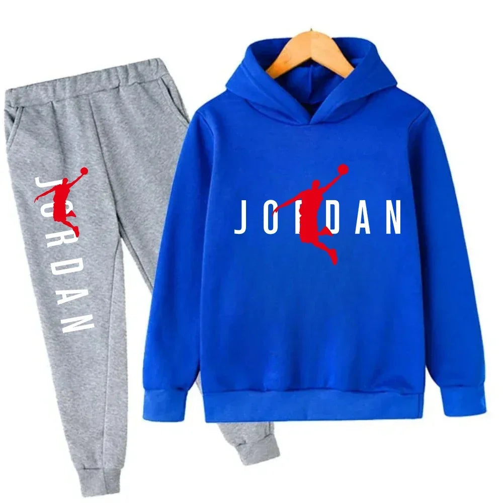 Warm Slam Dunk Master Pattern Printed Children Set, Hoodie+Pant Suit 2pcs Set.