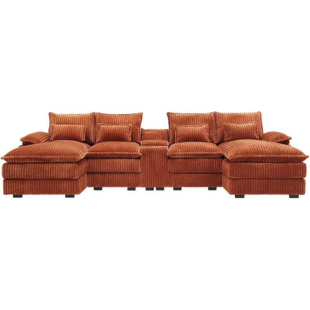 Modern Large Chenille Fabric U-Shape Sectional Sofa with Plush Comfort and Versatile Design for Living Room Seating