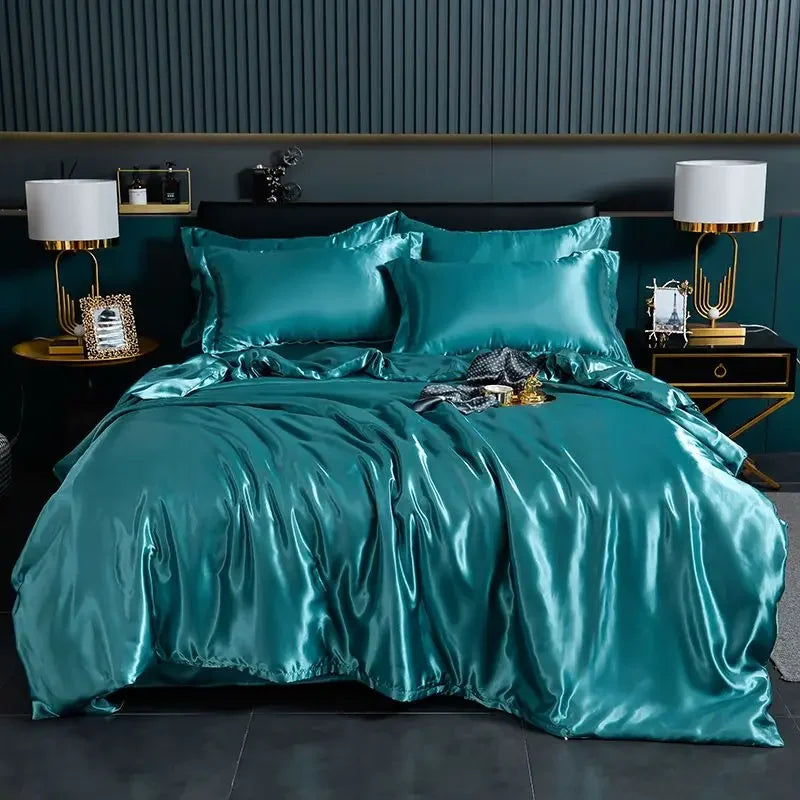 Luxury 100% Silk Bedding  with Duvet Cover4pcs Bed Cover