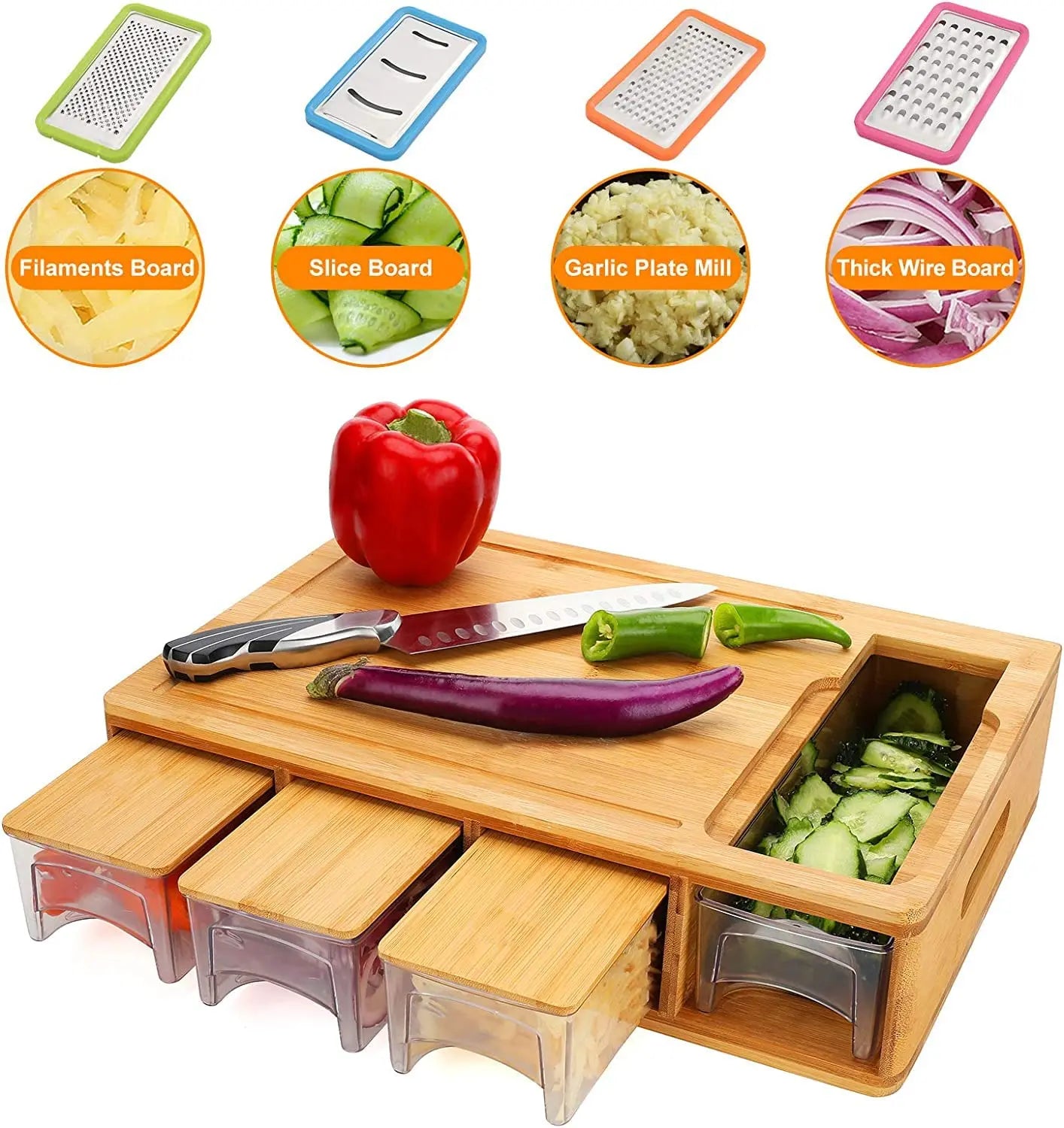 Multi Functional Drawer Style Cutting Board Kitchen Set