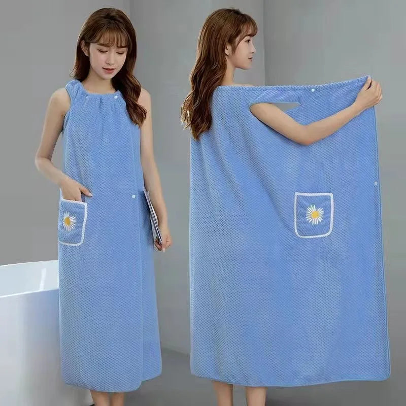 Bath Towel  Women Wearable Wrap Polyester Skirt Washable Bathrobe.