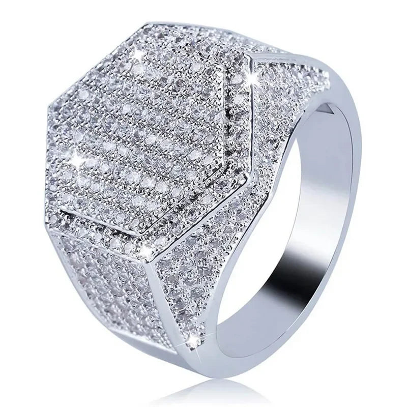 New Hot Sale Fashion Retro Style Square Black Mirror Men Ring.