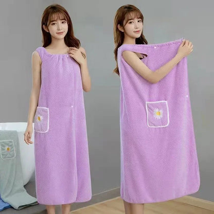 Bath Towel  Women Wearable Wrap Polyester Skirt Washable Bathrobe.
