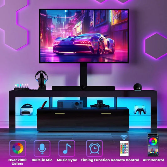 TV-Stand with Mount 75 inch - LED TV Stand with Power Outlet & Drawers.