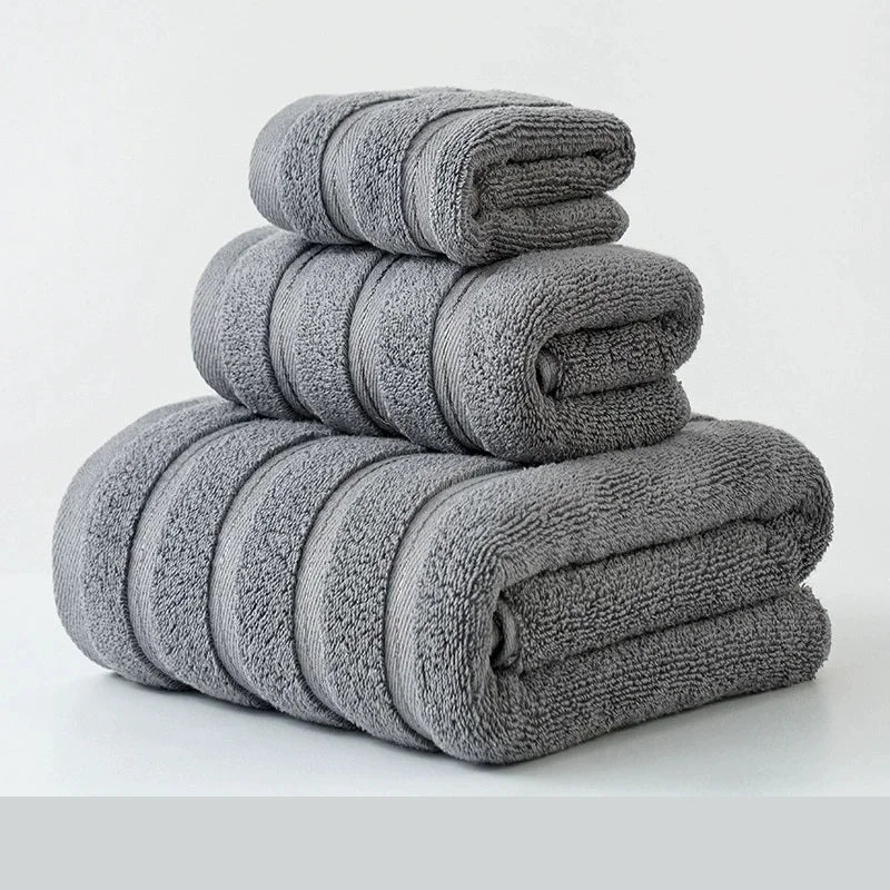 Luxurious 100%Cotton Towel Set Bunndle,Ultra Soft Blue Hand+Face+Bath Towel.