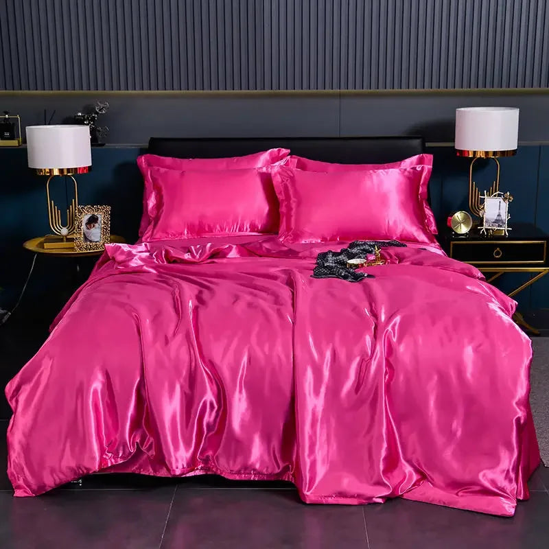 Luxury 100% Silk Bedding  with Duvet Cover4pcs Bed Cover