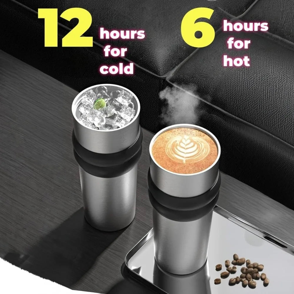 700ml/23oz Stainless Steel Travel Thermos - Leak-Proof Lid with Straw