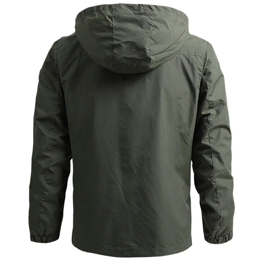 Chaqueta cortavientos táctica para hombre, impermeable con capucha, tallas S-5XL