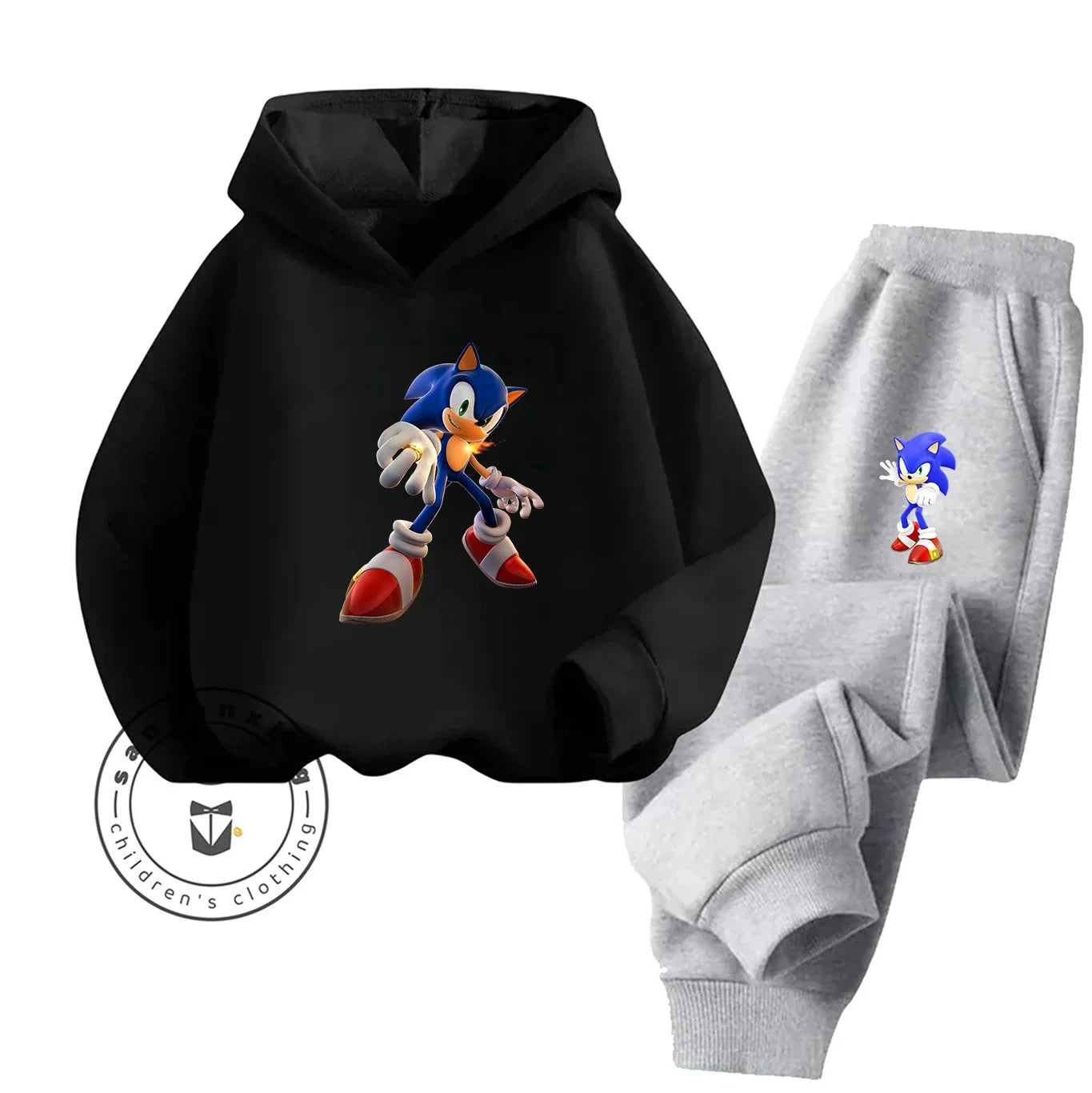 Sonic 2D Cartoon Printed Hoodie Set, 2025 Fashion For Kids, Teens, Boys, Girls Casual Autumn Winter wear.