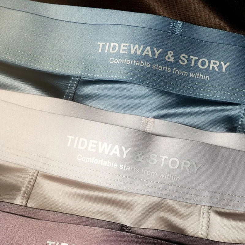 4PCS Men Underwear, Ice Silk High-End Men Light Luxury Satin Silk Breathable Shorts Without Marks.