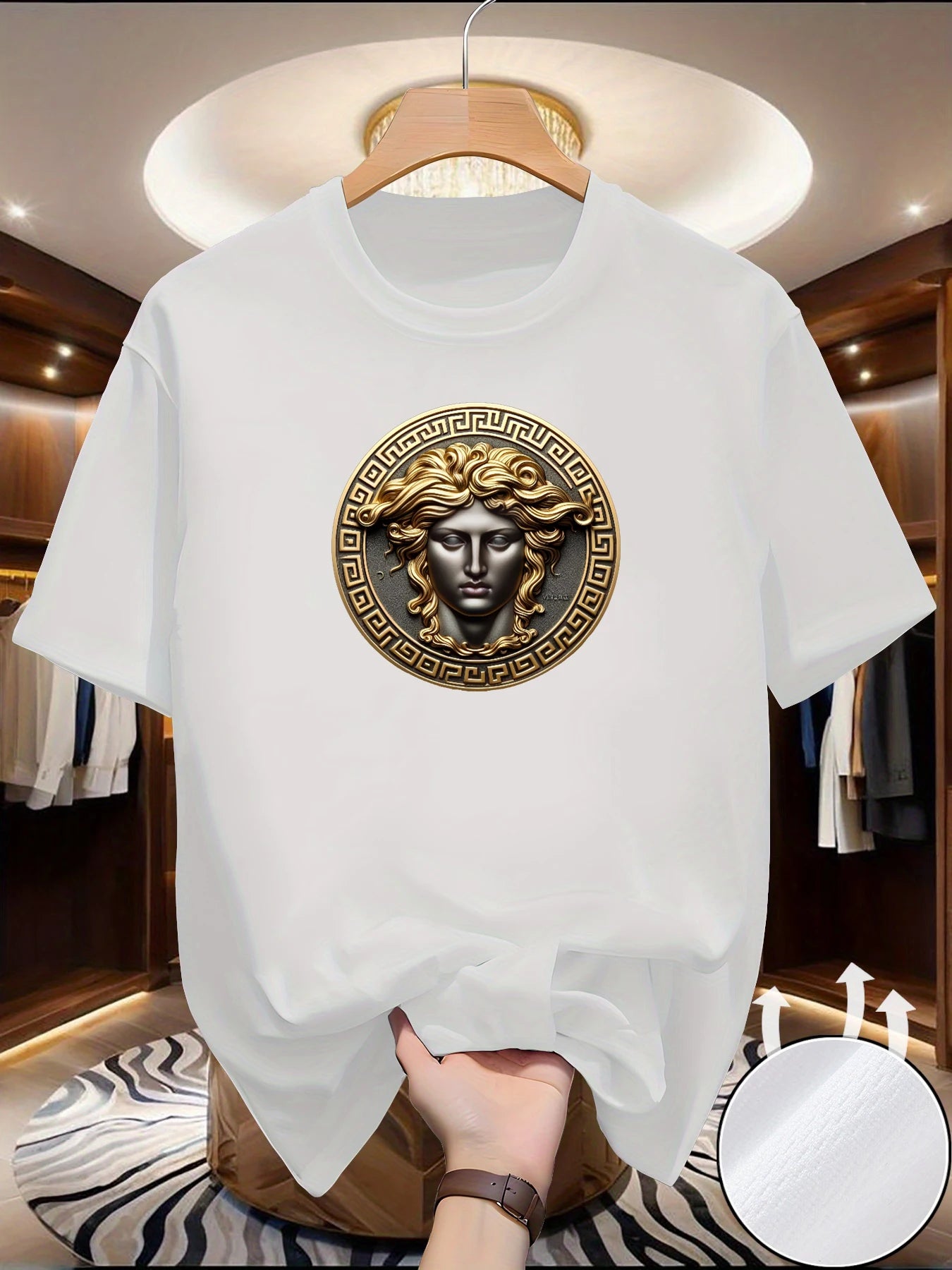 New round Neck Running T-shirt Men Summer Thin Top Art Printing, Quick Dry Short Sleeve Breathable T-shirt.