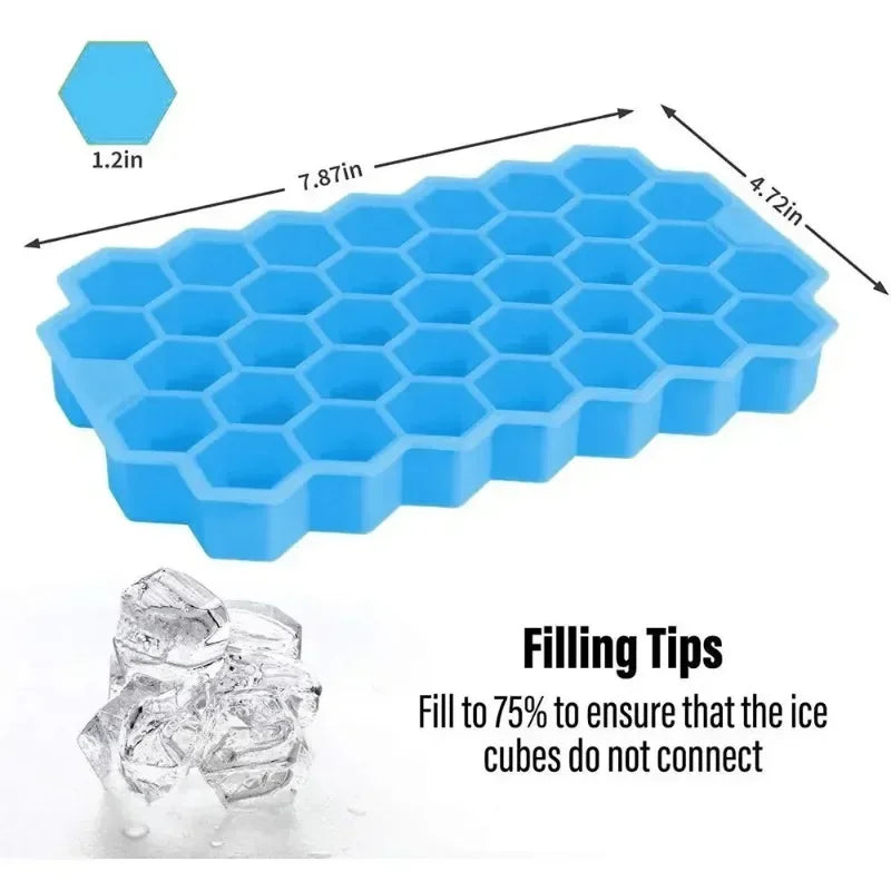 37 Grid Ice Cube Trays Freezer with Lid, Silicone for Small Ice Cube Molds, Easy-Release Reusable.