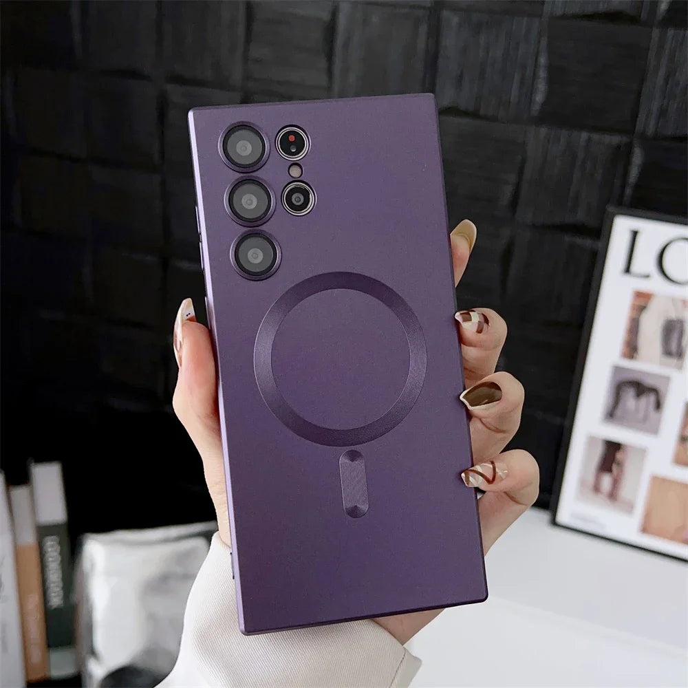 Luxury Magnetic Case for Samsung S25 S24 S23 S22 Ultra S21 S20 Plus, Samsung Note 20 Ultra