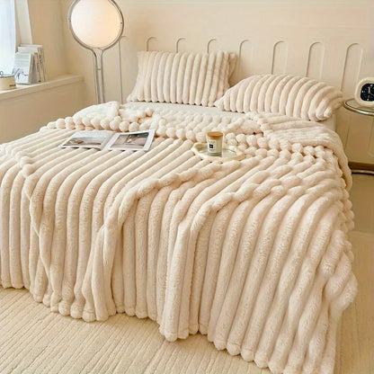 Luxurious Faux Rabbit Fur Throw Blanket for Couch, Bed