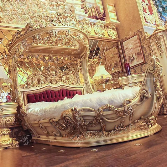 French Luxury Bed Comfortable Adult, High Quality Romantic Designer Aesthetics Bed, Unusual Princess Sleeping Furniture.