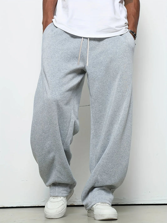 Pantalones deportivos holgados para hombre, transpirables y pesados, con cordón elástico en la cintura.