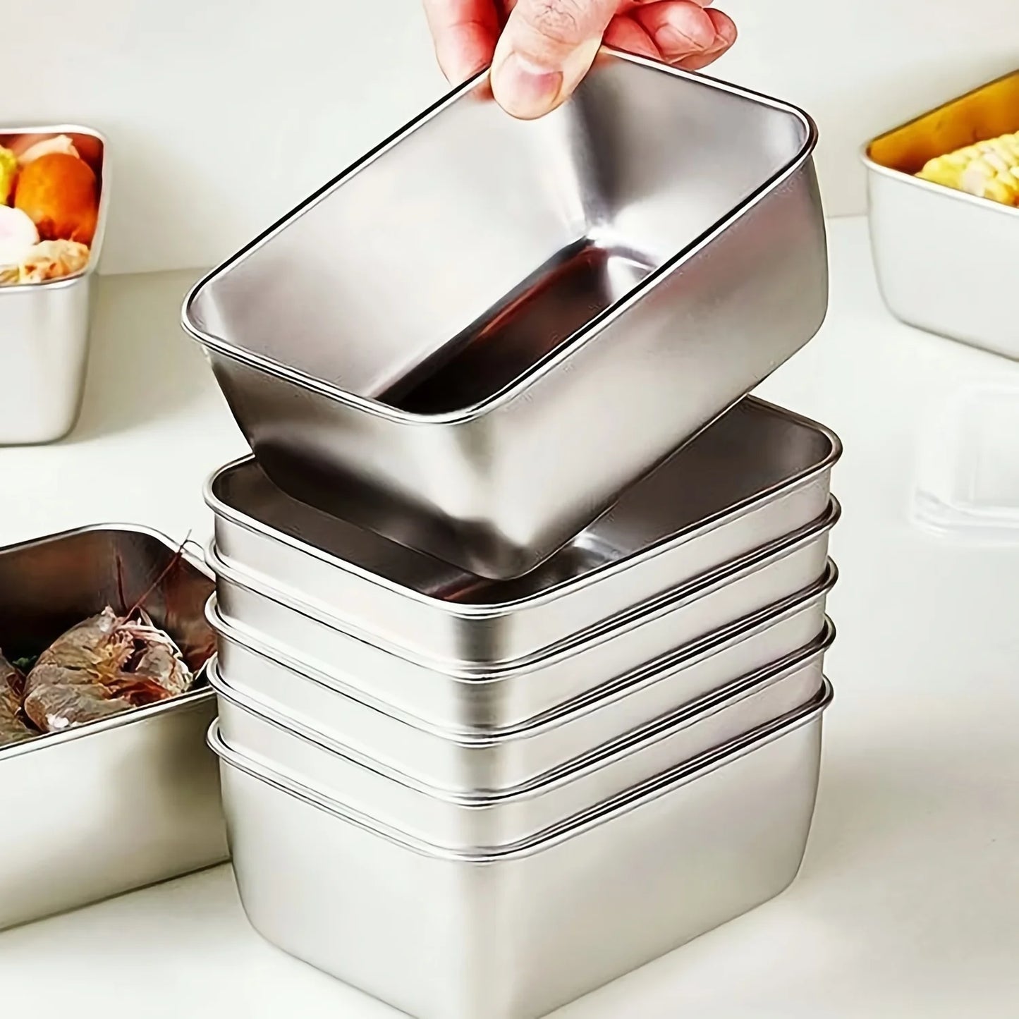 6-Piece Stainless Steel Food Storage Containers Set With Lids - Leakproof, Stackable & Reusable For Camping, Picnics, School.