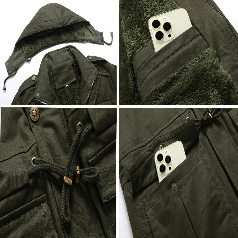 Men's Warm Padded Jackets Fashion  Fleece Lined  Hooded  Windbreaker