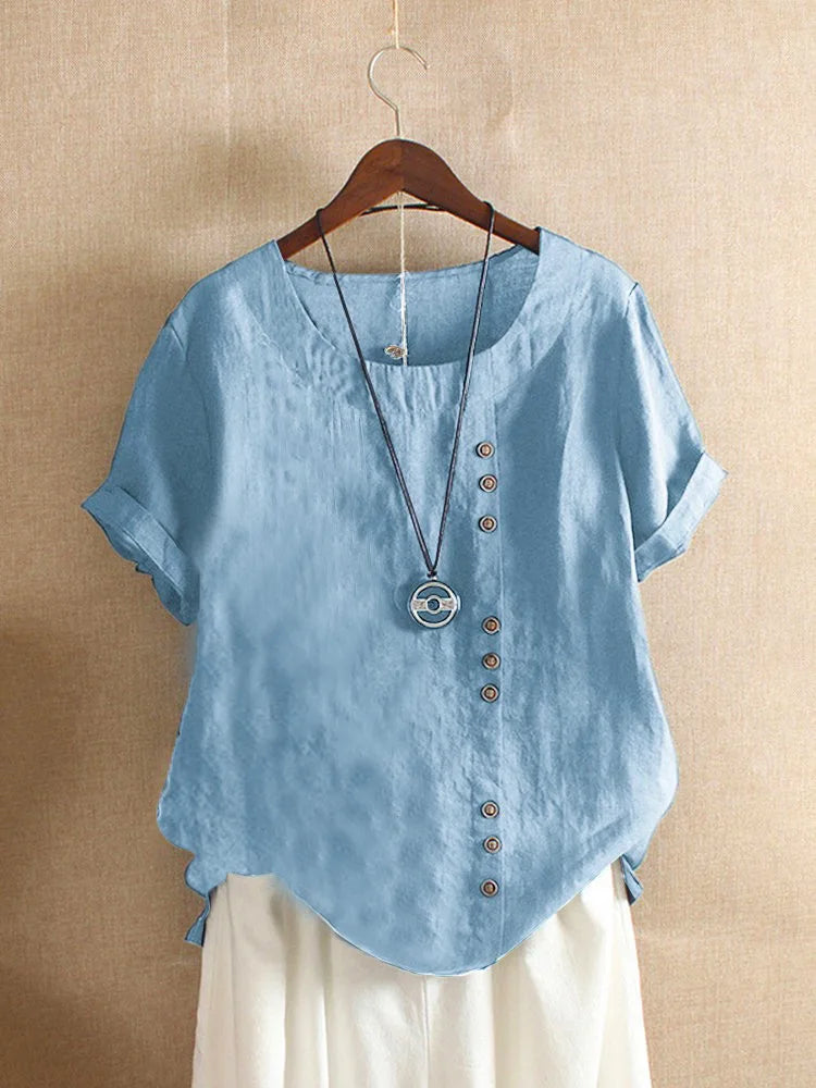 Cotton Linen Streetwear Summer Y2k Tops Vintage Fashion, Casual Shirts for Women ,Elegant Tees
