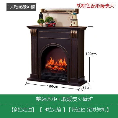 Natural Wood Living Room Fireplace Rustic  Decoration