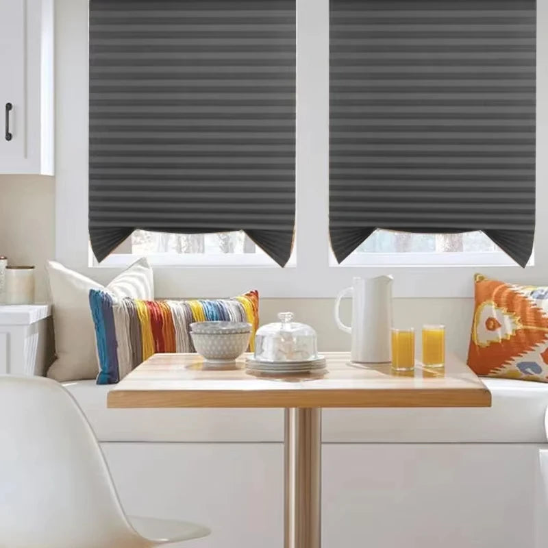Self-adhesive Pleated Blinds, for Bathroom, Balcony Shades Half Blackout.