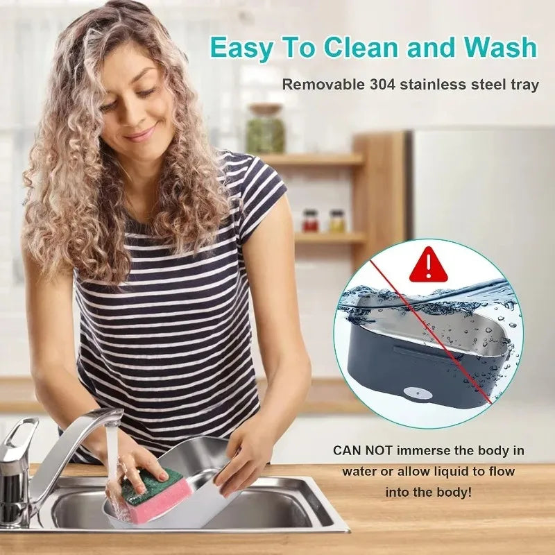 1.5L 60W Electric Lunch Box, Portable Food Warmer Leak Proof Heating Container, for Car, Home Office Use Meal Prep.