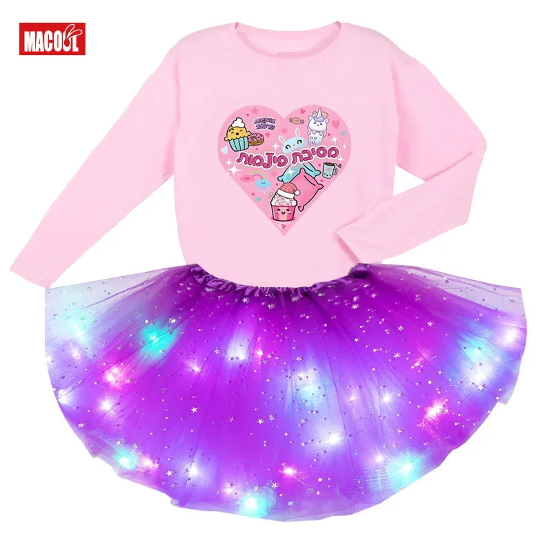 Kawaii Heart Outfit Girls Shirt Tutu Set, Child Outfits.