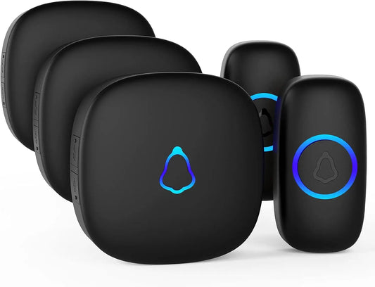 Wireless Doorbell with 3 Receivers, 2 Buttons: Easy Install, Adjustable Volume, 58 Chimes, LED Light,1000Ft Range.