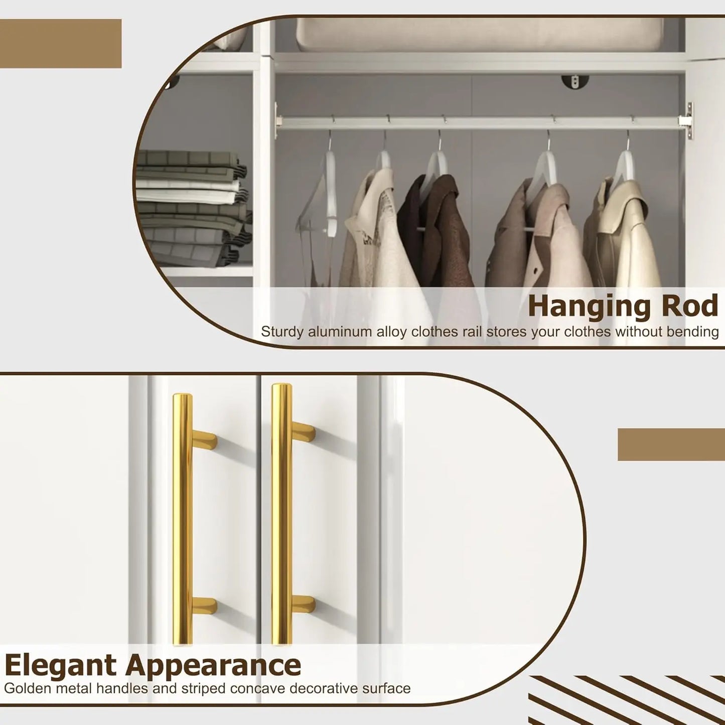 Large Armoire Wardrobe Closet Cabinet with Drawers and LED Lights, Large Capacity Storage 3 Door Wardrobe Armoire.