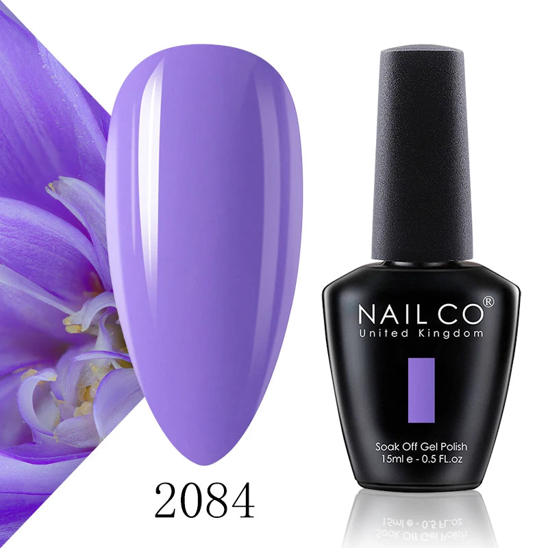 NAILCO 15ml Color Gel Nail Polish Soak Off, Hybrid Varnishes Manicure, UV&LED Nail Gel Semi Permanent Lacquer Base Top Coat.