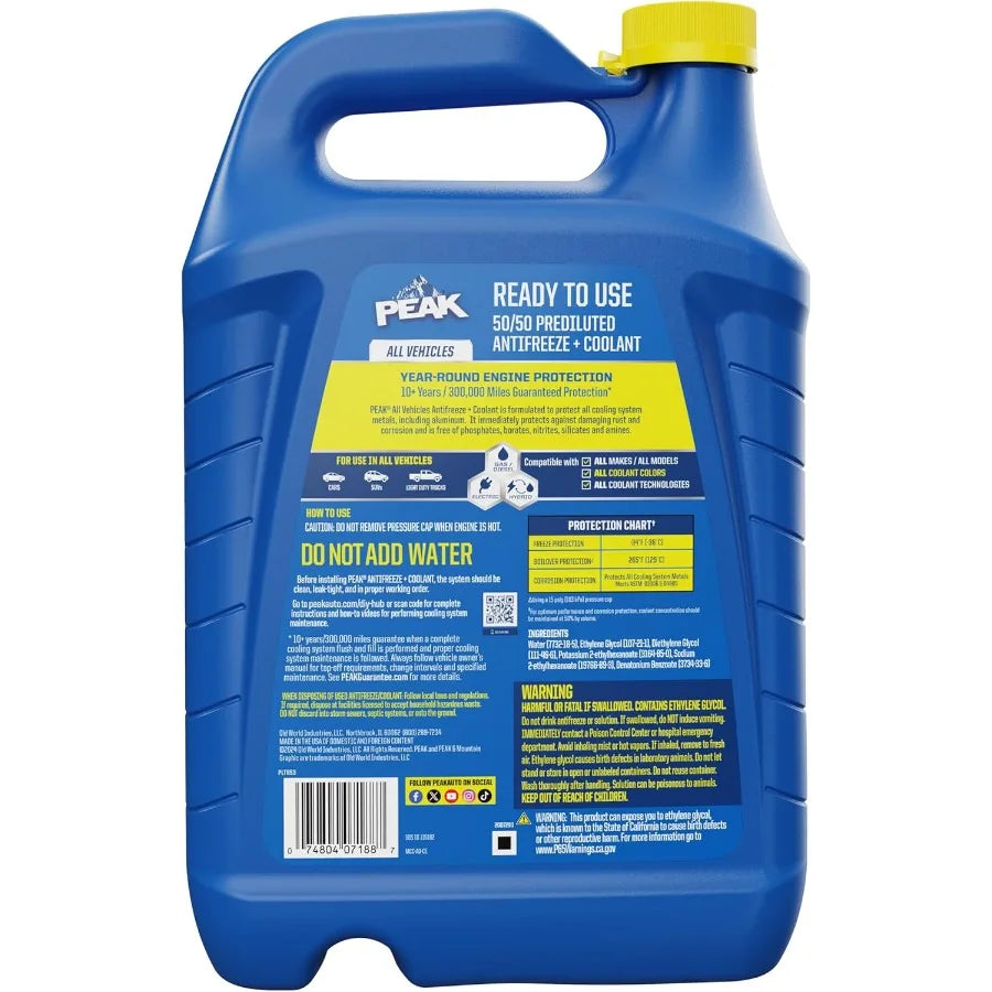 Long-Lasting Engine Coolant Antifreeze - All Cooling Systems, Year-Round Use - 1 Gallon