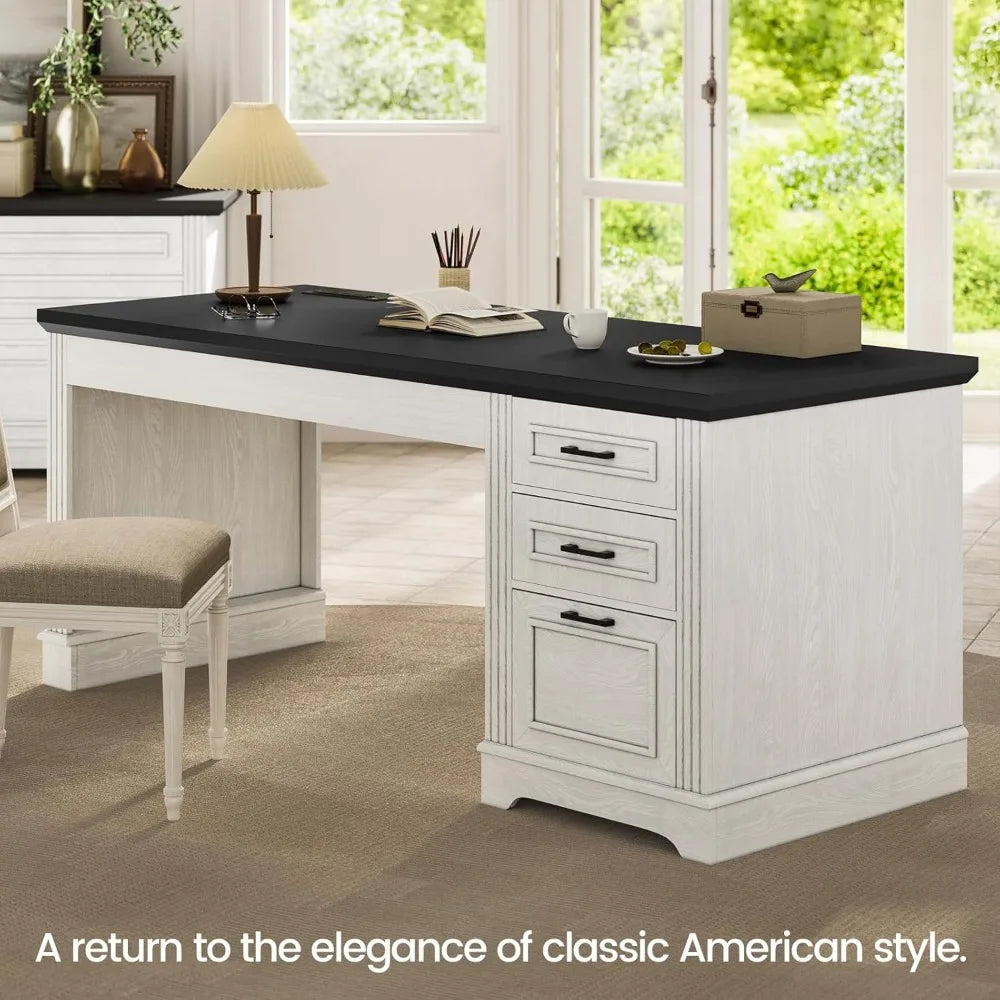 Executive Desk, Computer Desk with Storage Power Outlet.