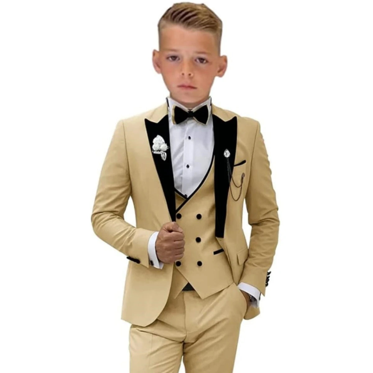 Velvet Collar Suit Set for Kids 3-14 Years, Three-Piece Boys, Toddler, Teens Suits.