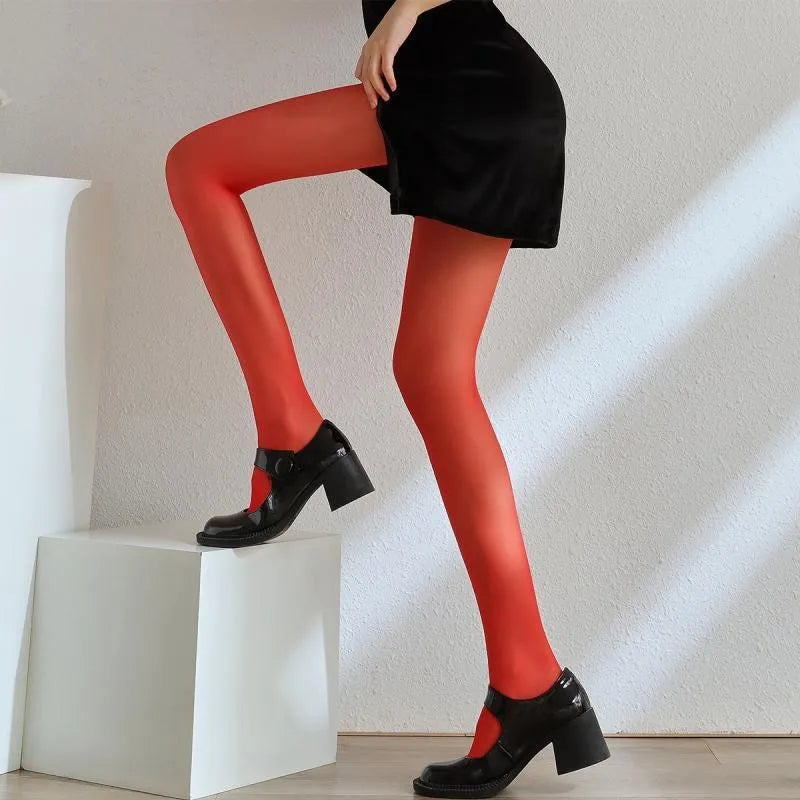 Women Sexy Transparent Stockings Ladies White Green, Breathable Nylon Elastic Tights, Y2k Dopamine Multicolor Stretchy Pantyhose.