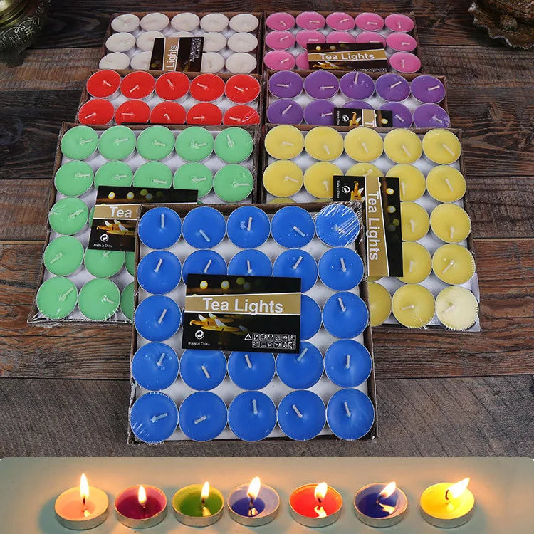50-Pack Romantic Aromatherapy Candles, Smoke-Free Tea Wax 2-Hour Burn Time.