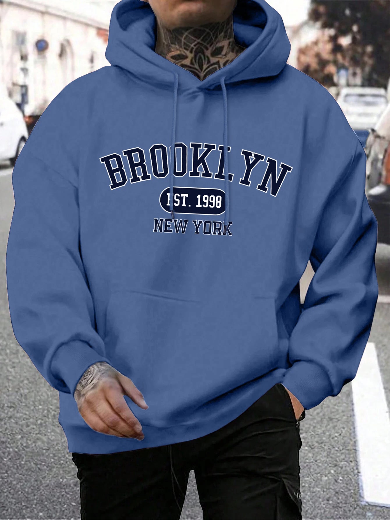Brooklyn Est 1998 New York Printing, Men Hoodies Crewneck Fashion Oversize.