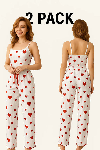 Women pajamas plus size pajamas set 2 piece short vest + trouser