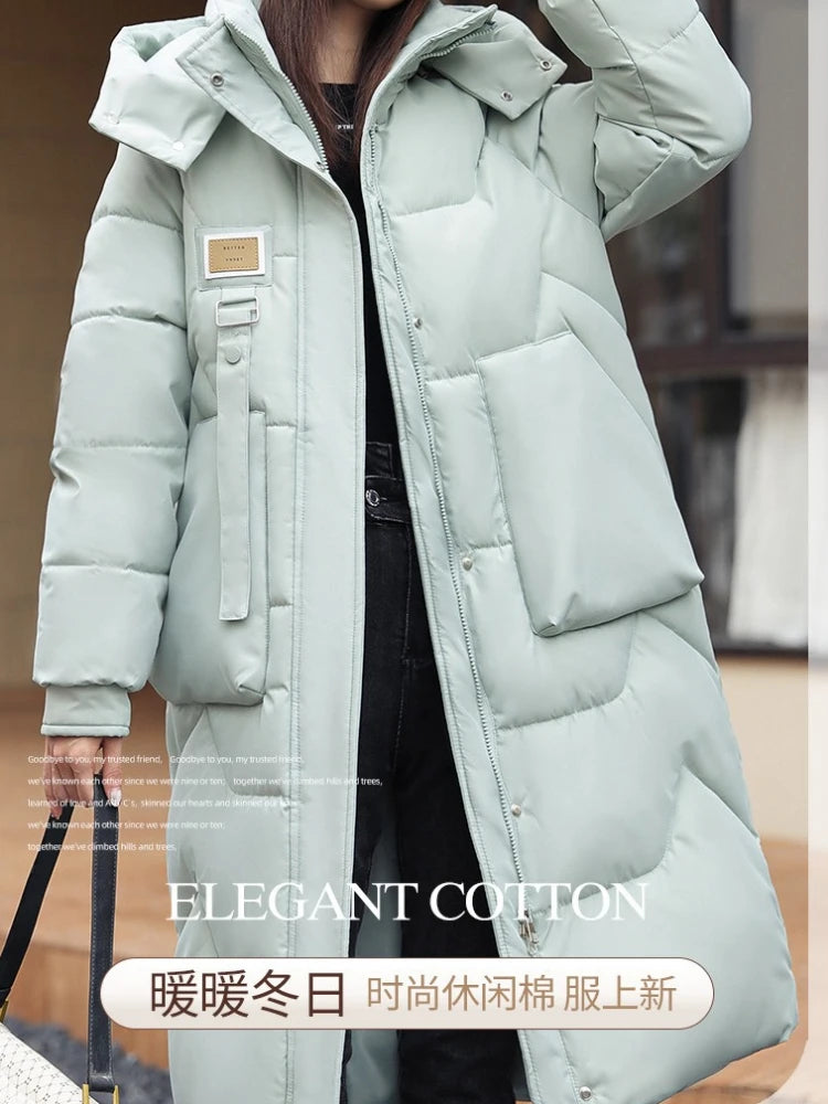 Long Winter  Coat Women Cotton Warm Hooded Puffer Jacket