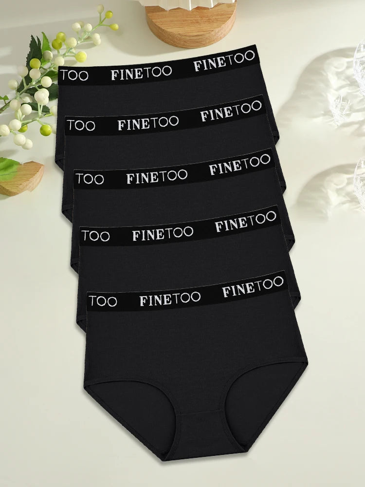 FINETOO 5PCS Cotton Seamless High Waist Underwear, Women's Belts Panties Low Waist, Plus Size Lingerie New.