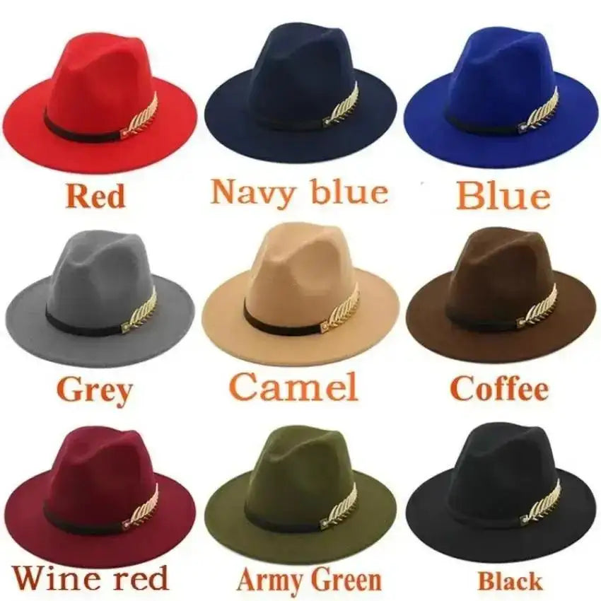 Simple Fashion Formal Occasion Couples Woolen Hats, Large Brimmed Jazz Hats.