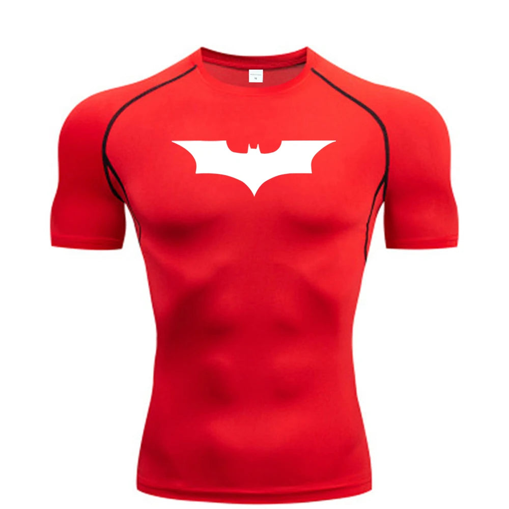 Bat man Printed Men's Tight T-Shirt Running Compression , T Shirt Gym Fitness , Short Sleeve Male Casual Shirt Tops