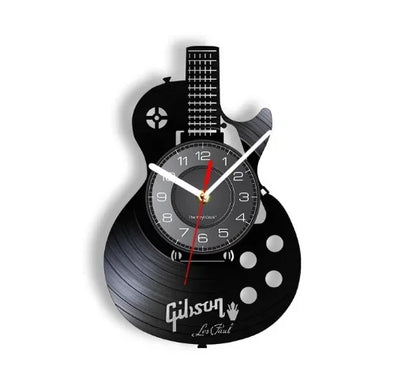 Vinyl Record LED Wall Clock , Music Theme Guitar Clock
