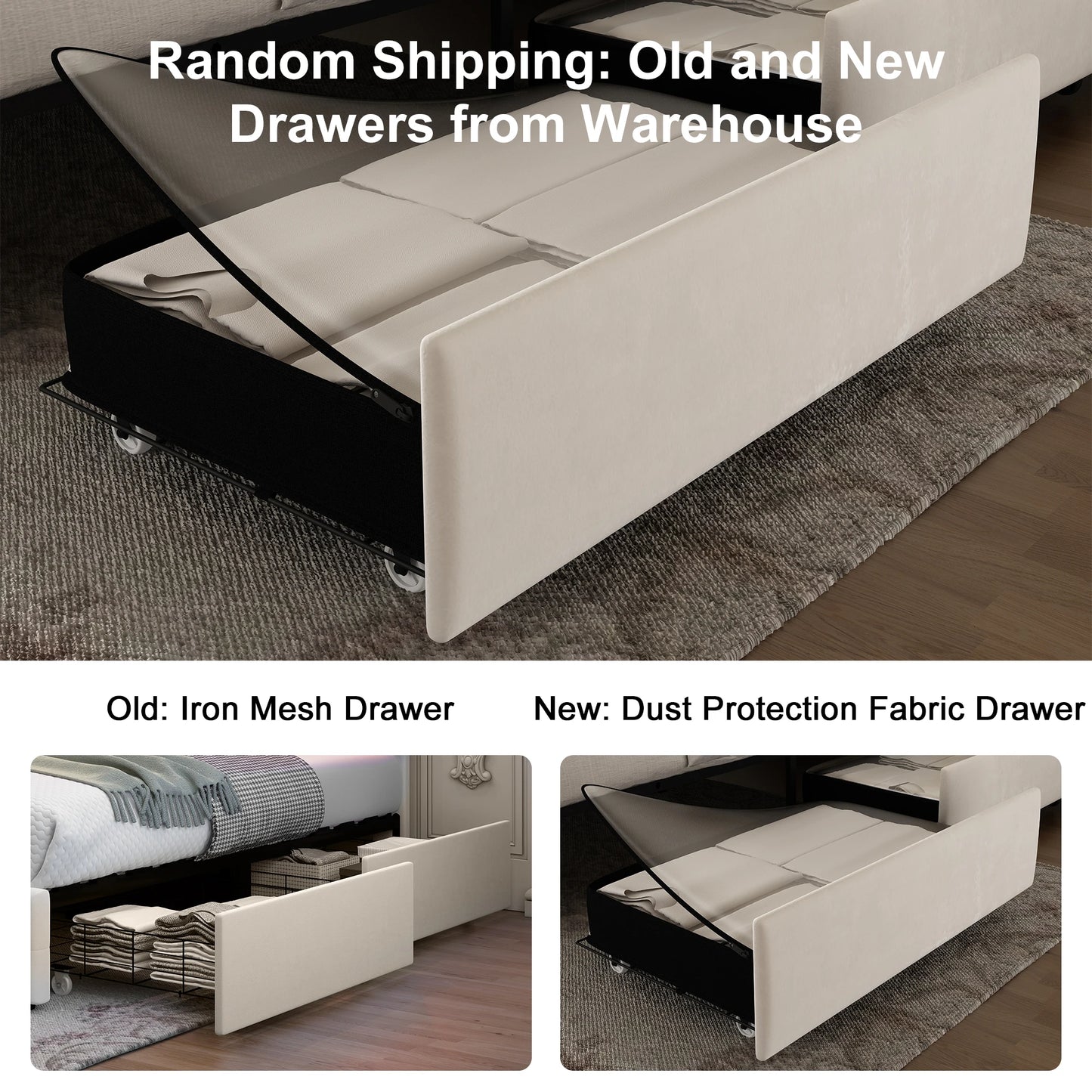 Queen LED Bed Frame with Galaxy Projector, Bluetooth Speaker, USB Ports, 4 Drawers, No Box Spring Needed.