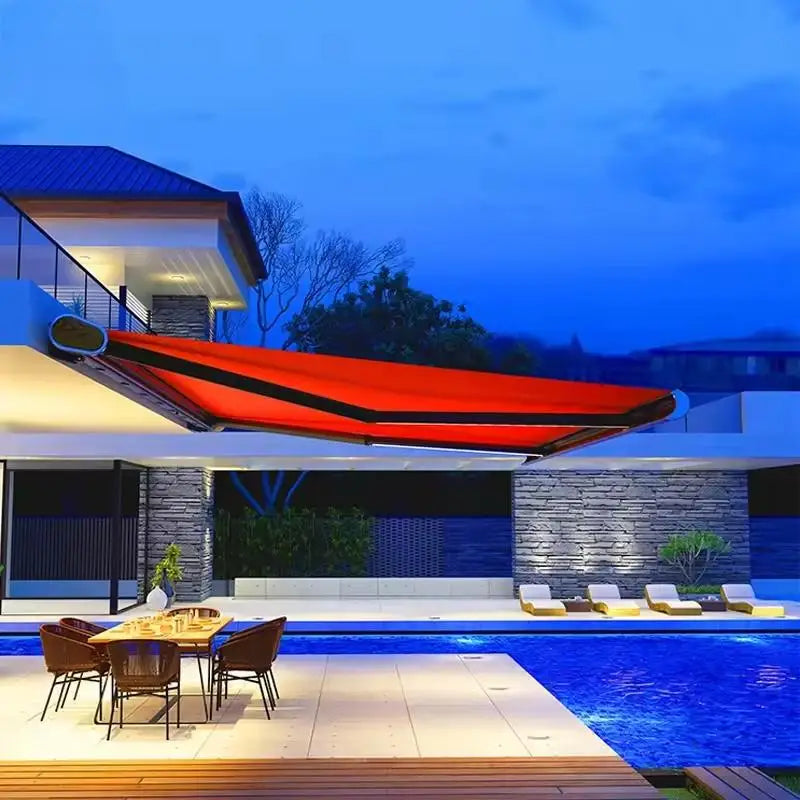 Outdoor retractable aluminum patio awning customized  remote control