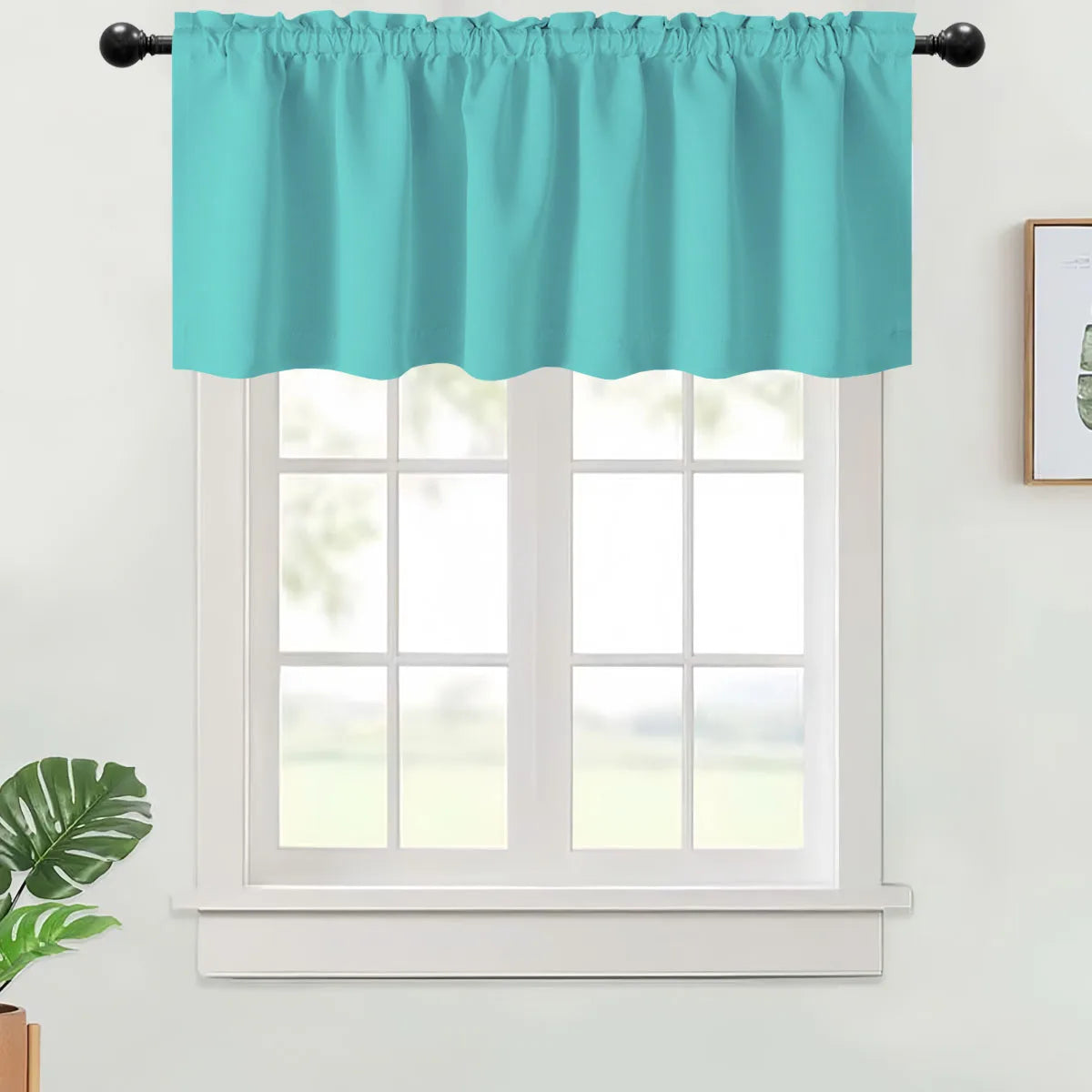 1PC, Valance Curtains Blackout Thermal Insulated Rod Pocket.