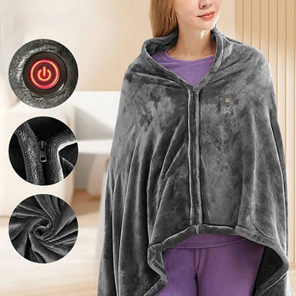 USB Electric Heated Blanket,3 Heating Levels, Fleece Heated Portable Throw Over Blanket.