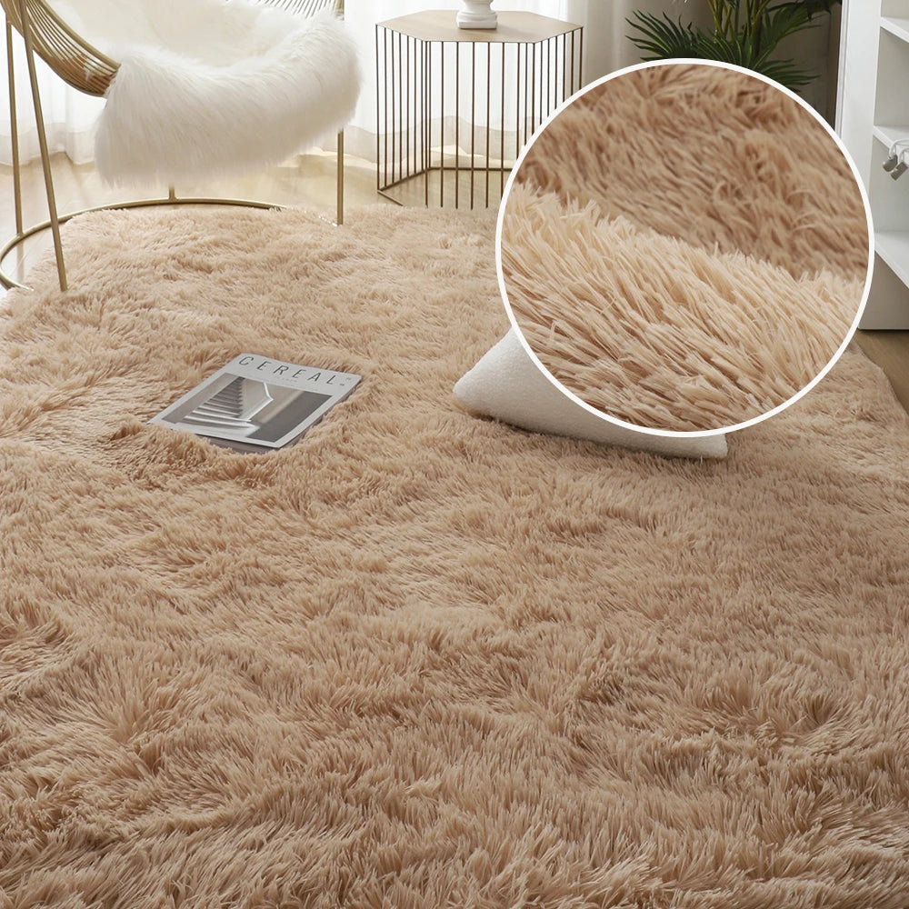 Tapis gris pour salon, tapis moelleux antidérapants pour chambre à coucher.